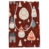 Scandinavische volkskunst met kerstkabouters medium cadeauzakje (Voorkant)