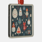 Scandinavische volkskunst met kerstkabouters metalen ornament (Rechts)