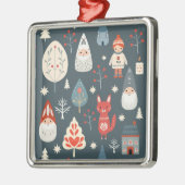 Scandinavische volkskunst met kerstkabouters metalen ornament (Links)