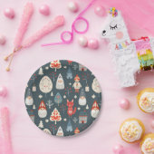 Scandinavische volkskunst met kerstkabouters papieren bordje (Feest)