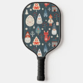 Scandinavische volkskunst met kerstkabouters pickleball paddle (Achterkant)