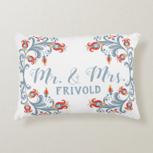 Scandinavische Volkskunst Mijnheer en Mevrouw Blau Accent Kussen