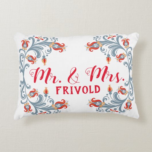 Scandinavische Volkskunst Mr en Mrs Kussen (Voorkant)