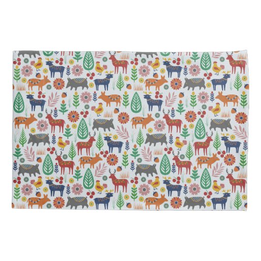 Scandinavische volkskunst Nordic Boho Modern Patte Kussensloop (Achterkant)