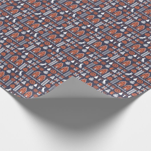 Scandinavische volkskunst  patroon cadeaupapier (Hoek)