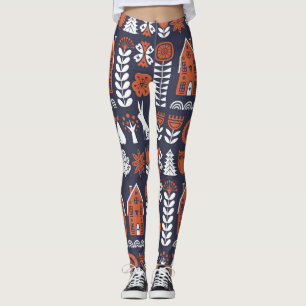 Scandinavische volkskunst patroon leggings