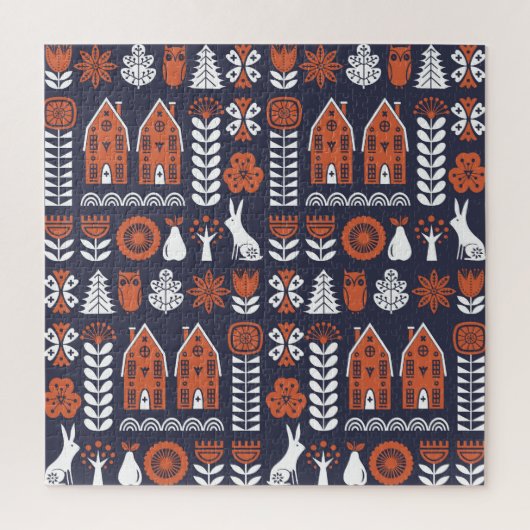 Scandinavische volkskunst  patroon legpuzzel (Verticaal)