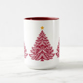 Scandinavische volkskunst rode kerstboom koffie mok (Midden)