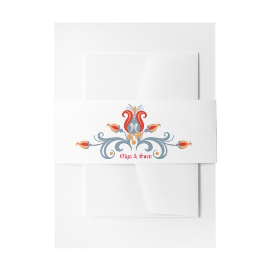 Scandinavische volkskunst rood/blauw uitnodigingen wikkel (Voorkant Voorbeeld)