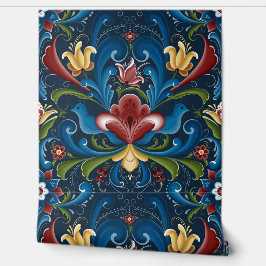 Scandinavische volkskunst Rosemaling Behang