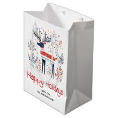 Scandinavische volkskunst stijl herten kerstvakant medium cadeauzakje (Voorkant Gekanteld)