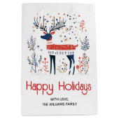 Scandinavische volkskunst stijl herten kerstvakant medium cadeauzakje (Voorkant)