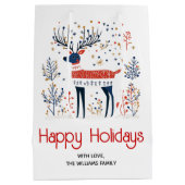 Scandinavische volkskunst stijl herten kerstvakant medium cadeauzakje (Achterkant)