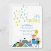 Scandinavische Volkskunst TWINS Baby Shower Uitnod Kaart (Voorkant)