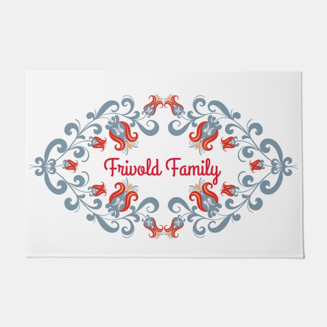 Scandinavische volkskunst "Velkommen" gepersonalis Deurmat (Voorkant)