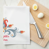 Scandinavische volkskunst Velkommen keukenhanddoek (Quarter Fold)