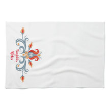 Scandinavische volkskunst Velkommen keukenhanddoek