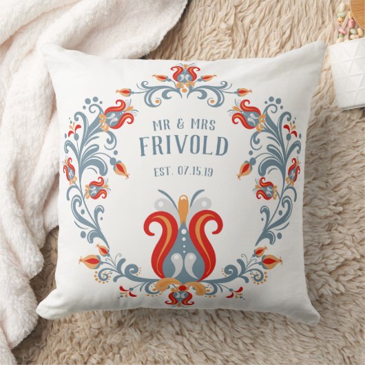 Scandinavische volkskunst Velkommen kussen (Deken)