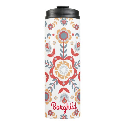 Scandinavische volkskunst Velkommen tafelloper Thermosbeker (Voorkant)