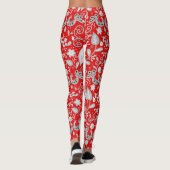 Scandinavische volkskunst vogels rood wit leggings (Achterkant)