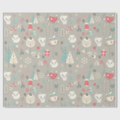 Scandinavische volkskunst White Fox Kerstmis Cadeaupapier (Vlak)