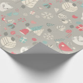 Scandinavische volkskunst White Fox Kerstmis Cadeaupapier (Hoek)