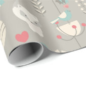 Scandinavische volkskunst White Fox Kerstmis Cadeaupapier (Rol Hoek)