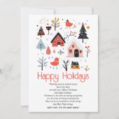 Scandinavische volkskunst winterlandschap Kerstmis Feestdagenkaart (Voorkant)