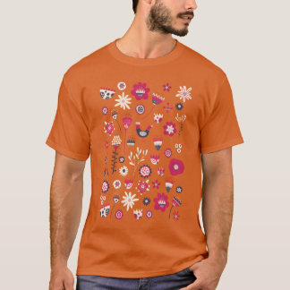 Scandinavische volksvogels en bloemen grappig t-shirt