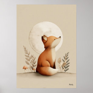 Scandinavische vos-kinderkamer muurdecor neutrale poster