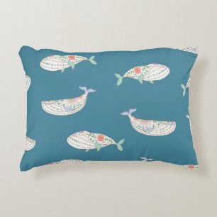 Scandinavische walvis, zee dierpatroon accent kussen