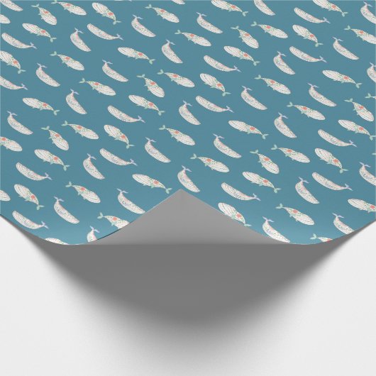 Scandinavische walvis, zee dierpatroon cadeaupapier (Hoek)