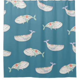 Scandinavische walvis, zee dierpatroon douchegordijn