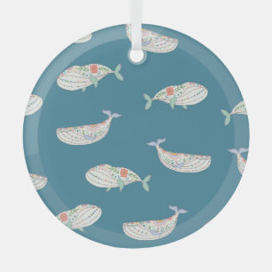 Scandinavische walvis, zee dierpatroon glas ornament