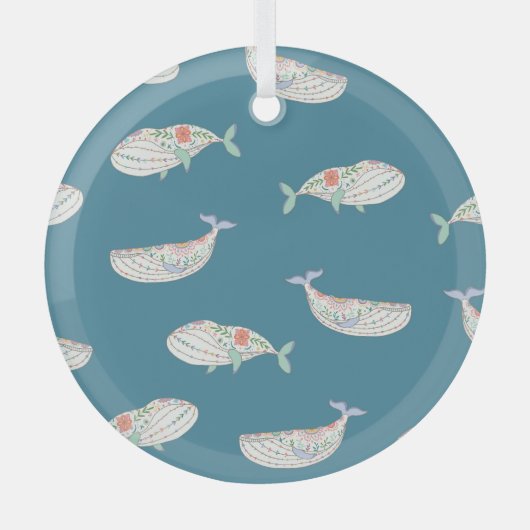 Scandinavische walvis, zee dierpatroon glas ornament (Voorkant)