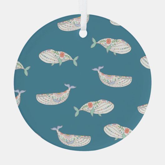 Scandinavische walvis, zee dierpatroon glas ornament (Achterkant)