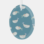 Scandinavische walvis, zee dierpatroon glas ornament (Voorkant links)