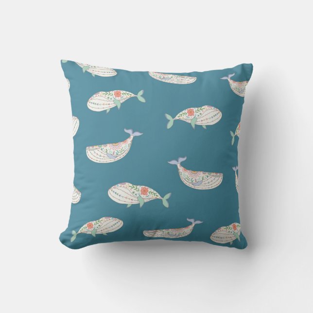 Scandinavische walvis, zee dierpatroon kussen (Voorkant)