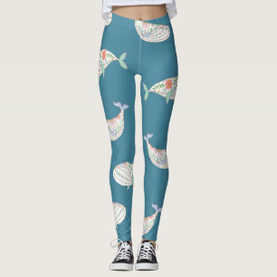 Scandinavische walvis, zee dierpatroon leggings