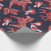 Scandinavische Waterverf Dala Horse Cadeaupapier (Hoek)