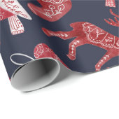 Scandinavische Waterverf Dala Horse Cadeaupapier (Rol Hoek)