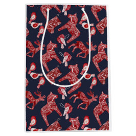 Scandinavische Waterverf Dala Horse Medium Cadeauzakje