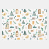 Scandinavische Waterverf Kinder kerst Inpakpapier Vel (Voorkant)