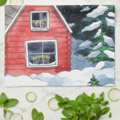 Scandinavische Waterverf voor kerstmis van Tomten Theedoek (Gevouwen)