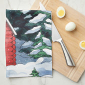 Scandinavische Waterverf voor kerstmis van Tomten Theedoek (Quarter Fold)