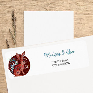 Scandinavische Whimsical Folk Art Hare Botanical Etiket