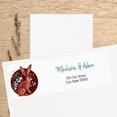 Scandinavische Whimsical Folk Art Hare Botanical Etiket