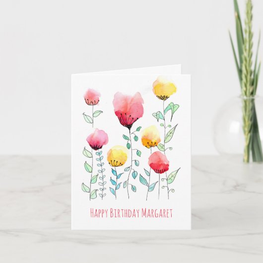 Scandinavische Wildlowers Leuke Gepersonaliseerde Kaart (Voorkant)