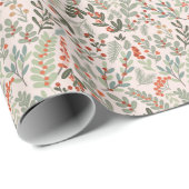 Scandinavische winter bloemen en bessen vakantie cadeaupapier (Rol Hoek)