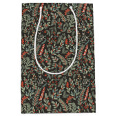 Scandinavische winter bloemen en bessen vakantie medium cadeauzakje (Voorkant)